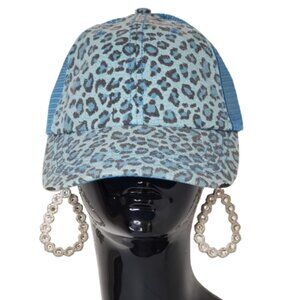 Born to Wear Leopard Turquoise Baseball Adjustable Cap with Swarovski Crystals.